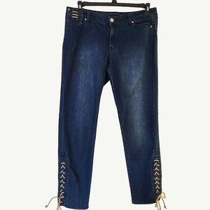 Cache Lace-Up Hem Cropped Skinny Jeans - Size 12